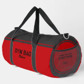 Red and Black Typography Based Design Gym Bag Duffle Bag (Rechte Ecke)
