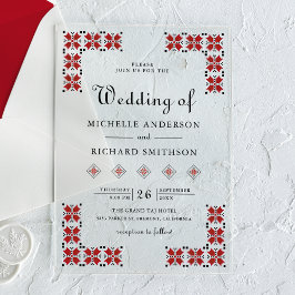 Red and Black Ukrainian Embroidery Wedding Acryleinladungen