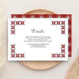 Red and Black Ukrainian Embroidery Wedding Details Begleitkarte