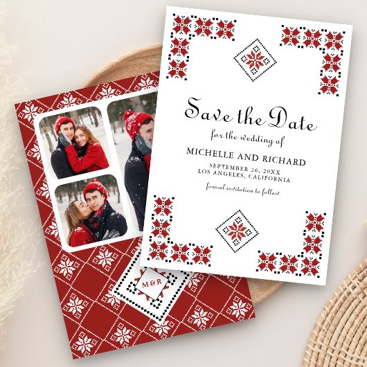 Red and Black Ukrainian Embroidery Wedding Save The Date