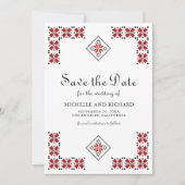 Red and Black Ukrainian Embroidery Wedding Save The Date (Vorderseite)