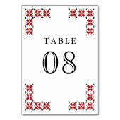 Red and Black Ukrainian Embroidery Wedding Tischnummer (Vorderseite)