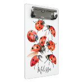Red and Black Watercolor Ladybug Mini Klemmbrett (Schrägansicht)