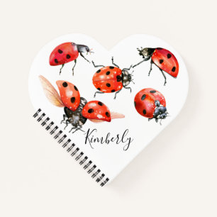 Red and Black Watercolor Ladybug Notizblock