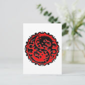 Red and Black Yin Yang Dragon Postkarte (Stehend Vorderseite)