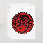Red and Black Yin Yang Dragon Postkarte (Vorne/Hinten)