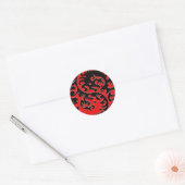 Red and Black Yin Yang Dragon Runder Aufkleber (Umschlag)
