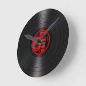 Red and Black Yin Yang Guitars Vinyl Graphic Runde Wanduhr (Winkel)