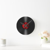 Red and Black Yin Yang Guitars Vinyl Graphic Runde Wanduhr (Zuhause)