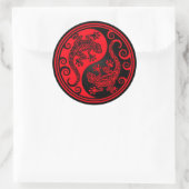 Red and Black Yin Yang Lizards Runder Aufkleber (Tasche)