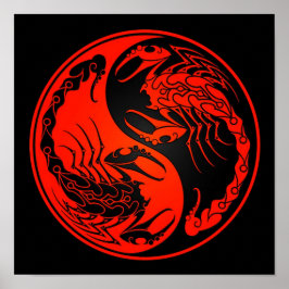 Red and Black Yin Yang Scorpions Poster