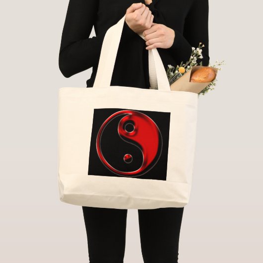 Red and Black Yin Yang Tote Bag Jumbo Stoffbeutel (Vorderseite (Produkt))