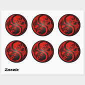 Red and Black Yin Yang Zombies Runder Aufkleber (Blatt)