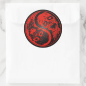 Red and Black Yin Yang Zombies Runder Aufkleber (Tasche)