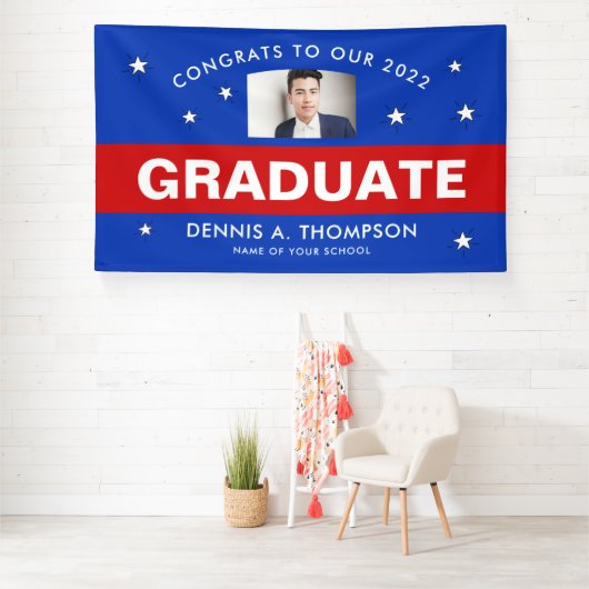 Red and Blue Abschluss Custo Banner (Insitu)