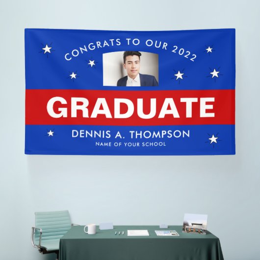 Red and Blue Abschluss Custo Banner (Messe)