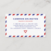 Red and Blue Air Mail Envelope Business Card Visitenkarte (Rückseite)