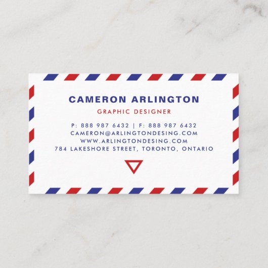 Red and Blue Air Mail Envelope Business Card Visitenkarte (Rückseite)