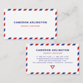 Red and Blue Air Mail Envelope Business Card Visitenkarte (Vorne/Hinten)