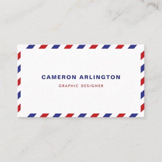 Red and Blue Air Mail Envelope Business Card Visitenkarte (Vorderseite)