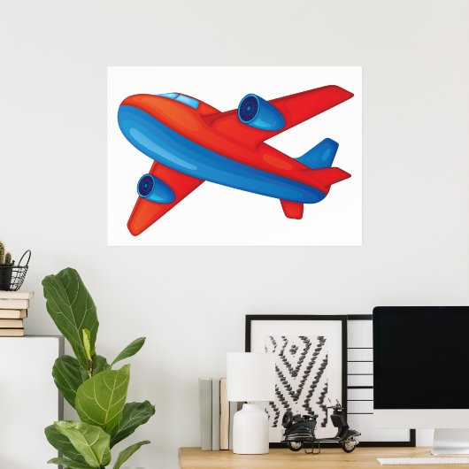 Red and Blue Airplane Poster (Heimbüro)
