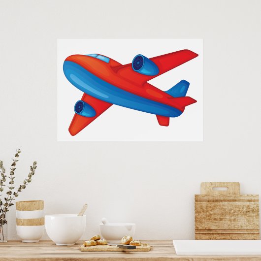 Red and Blue Airplane Poster (Küche)