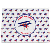 Red and Blue Airplanes Custom Birthday Boy Große Geschenktüte (Vorderseite)