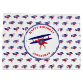 Red and Blue Airplanes Custom Birthday Boy Große Geschenktüte (Rückseite)