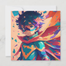 Red and Blue Anime Superhero Boy Birthday