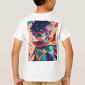 Red and Blue Anime Superhero Boy T-Shirt (Rückseite)