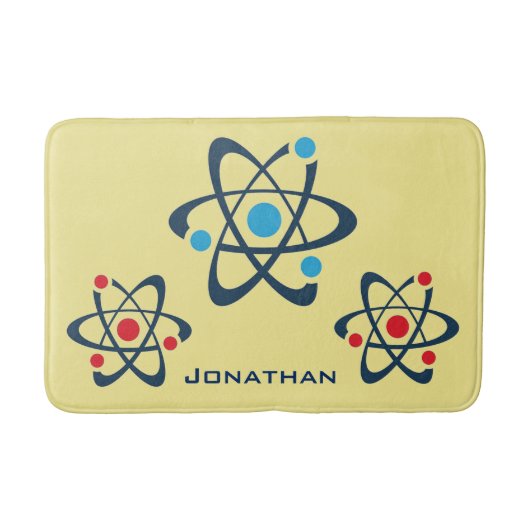 Red and Blue Atoms Science Design Bath Mat Badematte (Vorderseite)