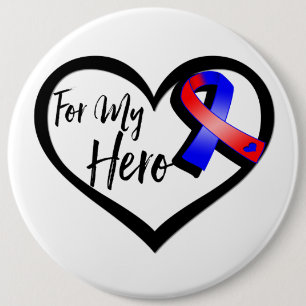 Red and Blue Awareness Ribbon für meinen Helden Button