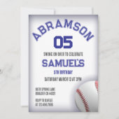 Red and Blue Baseball Birthday Einladung (Vorderseite)