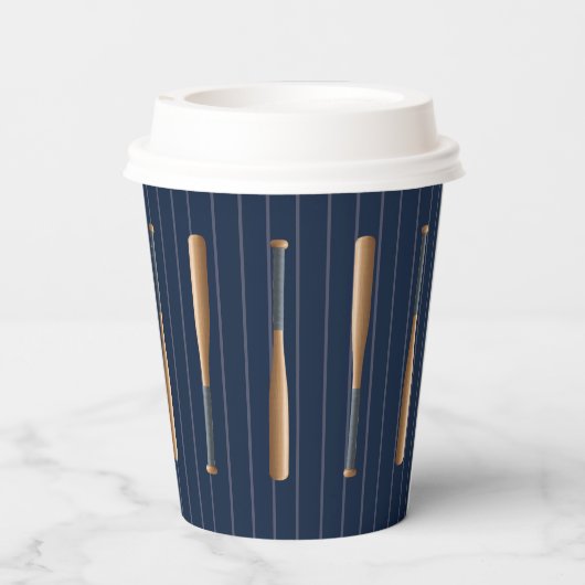 Red and Blue Baseball Birthday Pappbecher (Rückseite)