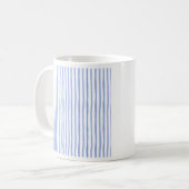 Red and Blue Bird with Blue  Watercolor stripes Kaffeetasse (Vorderseite Links)