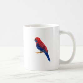 Red and Blue Bird with Blue  Watercolor stripes Kaffeetasse