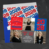 Red and Blue Chalkboard 3 Foto Abschluss Einladung