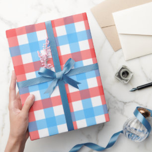 Red and Blue Chex Geschenkpapier