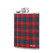 Red and Blue Clan Chisholm Tartan Monogram Flachmann (Links)