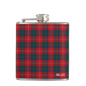 Red and Blue Clan Chisholm Tartan Monogram Flachmann (Vorderseite)
