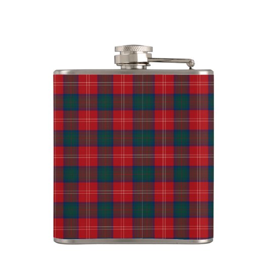 Red and Blue Clan Chisholm Tartan Monogram Flachmann (Rückseite)