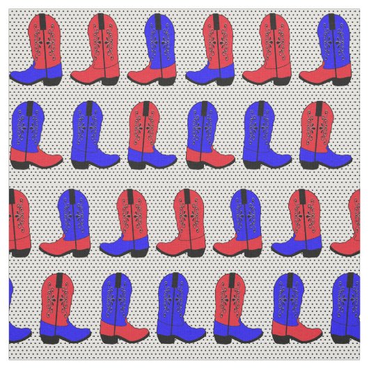 Red and Blue Cowboy Boots on Small Dot Background Stoff (Muster)