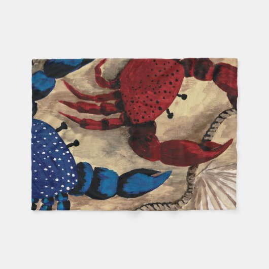 Red and Blue Crab Fleece Blanket (Vorderseite (Horizontal))