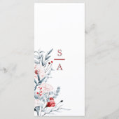 Red And Blue Flower Floral Wedding Menükarte (Rückseite)