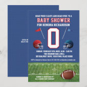 Red and Blue Football Baby Dusche Einladung (Vorne/Hinten)