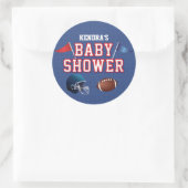 Red and Blue Football Baby Dusche Runder Aufkleber (Tasche)