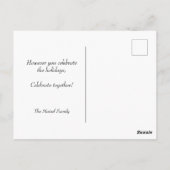 Red and Blue Fun Chrismukkah Santa Elves Foto Postkarte (Rückseite)