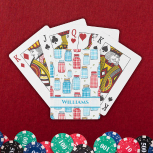 Red and Blue Gingham Mason Jar Pattern Spielkarten