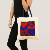 Red and Blue Gouache Abstrakt Hearts Tote Bag Tragetasche (Vorderseite (Produkt))