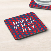 Red and Blue Happy 4. Juli Getränkeuntersetzer (Linke Seite)